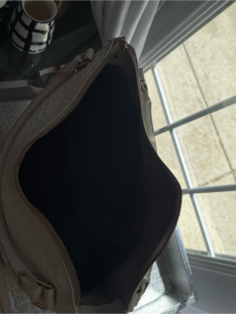 Brahmin Ivory Ostrich-Texture Hobo Shoulder Bag - Picture 9 of 9